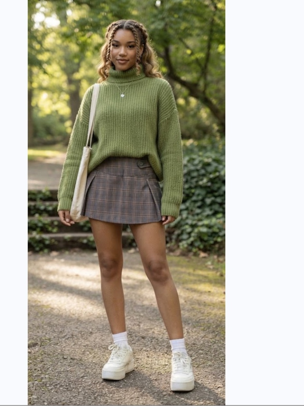 NWT Love Fire Gray Plaid Pleated Skort Mini  M Dark Academia Y2K